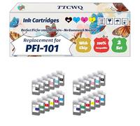 Compatible for Canon PFI-101 Ink Cartridge Work for Canon imagePROGRAF 6000 5100 5000 6000S 6100 6200 Printers, with Chip, High Yield 6500 Pages, High-Definition Printing (2 Set)