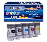 Compatible for Canon PFI-107 Ink Cartridges, Work for Canon ImagePROGRAF iPF670 iPF770 iPF780 iPF785 iPF680 Printers (1 Set)
