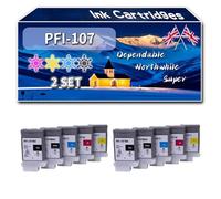 Compatible for Canon PFI-107 Ink Cartridges, Work for Canon ImagePROGRAF iPF670 iPF770 iPF780 iPF785 iPF680 Printers (2 Set)
