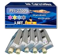 Compatible for Canon PFI-2700 Ink Cartridges, Work for Canon imagePROGRAF GP-2000 GP-4000 Printers, Ink Cartridges PFI-2700 PK PFI-2700 C PFI-2700 M PFI-2700 Y PFI-2700 MK (1 Set)