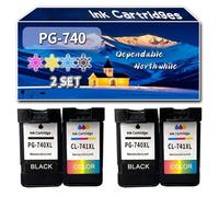 Compatible for Canon PG-740 Ink Cartridges, Work for Canon Pixma MG2170 MG2270 MG3170 MG3570 MG41770 MX377 MX397 MX437 Printers, Ink Cartridges PG740 740XL CL741 741XL (2 Set)