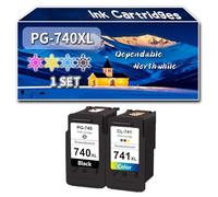 Compatible for Canon PG-740XL Ink Cartridges, Work for Canon MG2170 MG3170 MG4170 MX377 MX437 MX517 Printers, Ink Cartridges PG740 CL741 CL-741 PG740XL CL741XL (1 Set)