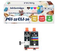 Compatible for Canon PGI-35 CLI-36 Ink Cartridges Work for Canon MAXIFY BX110 PIXMA iP100 PIXMA iP100WB PIXMA mini Printers (1 Set)