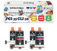 Compatible for Canon PGI-35 CLI-36 Ink Cartridges Work for Canon MAXIFY BX110 PIXMA iP100 PIXMA iP100WB PIXMA mini Printers (2 Set)