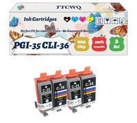 Compatible for Canon PGI-35 CLI-36 Ink Cartridges Work for Canon Pixma iP100 Printers, with Chip, High Yield 190 Pages, High-Definition Printing (2 Set)