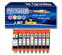 Compatible for Canon PGI-5 CLI-8 Ink Cartridges, Work for Canon PIXMA iP6600 iP6600D iP6700D iP7500 iP7600 MP500 Printers (1 Set)