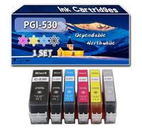 Compatible for Canon PGI-530 CLI-531 Ink Cartridges, Work for Canon PIXMA TS8750 Printers, Ink Cartridges (1 Set)
