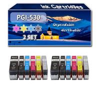 Compatible for Canon PGI-530 CLI-531 Ink Cartridges, Work for Canon PIXMA TS8750 Printers, Ink Cartridges (2 Set)
