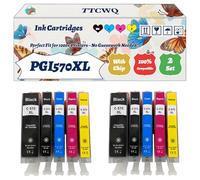 Compatible for Canon PGI570XL Ink Cartridges Work for Canon PIXMA MG5700 MG5750 MG5751 MG6850 MG6851 Printers, with Chip, High Yield 680 Pages, High-Definition Printing (2 Set)