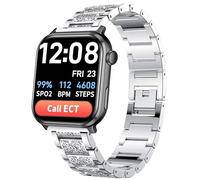 Compatible for Coco Smartwatch Bands, Women Jewelry Bling Diamond Metal Dressy Strap Adjustable Replacement Strap Accessories Sports Band for Men Women Compatible for Coco BT2, BT2-Z Smartwatch