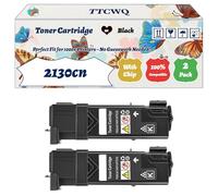 Compatible for Dell 2130cn Toner Cartridge Work for Dell 2130cn 2135cn Printers, with Chip, High Yield 2500 Pages, High-Definition Printing (2 Pack Black)