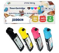 Compatible for Dell 3100cn Toner Cartridge Work for Dell 3100cn Printers, with Chip, High Yield 4000 Pages, High-Definition Printing (4-Pack BK/C/M/Y)