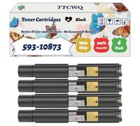 Compatible for Dell 593-10873 Toner Cartridges Work for Dell 7130CDN Printer, with Chip, High Yield 19000 Pages, High-Definition Printing (4 Pack Black)