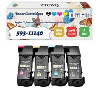 Compatible for Dell 593-11140 Toner Cartridges Work for Dell 1350CNW C1765nfw C 1765nf C1760nw Printers, with Chip, High Yield 2000 Pages, High-Definition Printing (4-Pack BK/C/M/Y)