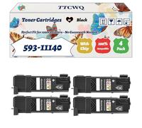Compatible for Dell 593-11140 Toner Cartridges Work for Dell 1350CNW C1765nfw C 1765nf C1760nw Printers, with Chip, High Yield 2000 Pages, High-Definition Printing (4 Pack Black)