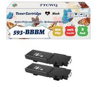 Compatible for Dell 593-BBBM 593-BBBT 593-BBBS 593-BBBR Toner Cartridge Work for Dell C2665dn C2665dnf C2660dn Printers, with Chip, High Yield 7000 Pages, High-Definition Printing (2 Pack Black)