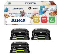 Compatible for Dell B2360D Drum Unit Work for Dell B2360D B2360DN B3460DN B3465DNF Printers, with Chip, High Yield 60000 Pages, High-Definition Printing (3 Pack Black)