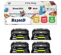 Compatible for Dell B2360D Drum Unit Work for Dell B2360D B2360DN B3460DN B3465DNF Printers, with Chip, High Yield 60000 Pages, High-Definition Printing (4 Pack Black)