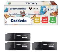 Compatible for Dell C2660dn Toner Cartridge Work for Dell C2660dn C2665dnf Printers, with Chip, High Yield 7000 Pages, High-Definition Printing (3 Pack Black)