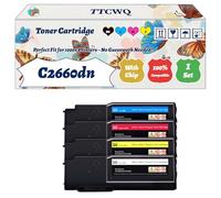 Compatible for Dell C2660dn Toner Cartridge Work for Dell C2660dn C2665dnf Printers, with Chip, High Yield 7000 Pages, High-Definition Printing (4-Pack BK/C/M/Y)