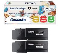 Compatible for Dell C2660dn Toner Cartridge Work for Dell C2660dn C2665dnf Printers, with Chip, High Yield 7000 Pages, High-Definition Printing (2 Pack Black)