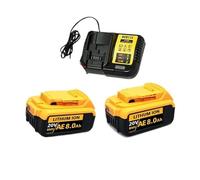 Compatible For DeWalt 18V/20 Volt MAX DCB200 Lithium Battery Replacement 18V DCB203 DCB184 DCB182 180 DCB181 DCB182 DCB201 DCB206 Charger(2PCS 8.0Ah-UScharge)