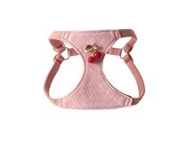 Compatible For Dog Chest Harness Woven Leather PU Adjustable Leash Set Cherry Accessories Double Hook Traction Rope Vest Pet Supplies(Pink,XXS-Bust size26-33CM)