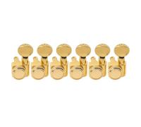 Compatible For Fender ST Tele, Locking Tuners | 6 in-line layout, 2-pin mount, sealed housing, smooth gear, repair part(6L Oval Button Gold)