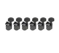 Compatible For Fender ST Tele, Locking Tuners | 6 in-line layout, 2-pin mount, sealed housing, smooth gear, repair part(6L Hex Button Black)