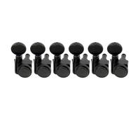 Compatible For Fender ST Tele, Locking Tuners | 6 in-line layout, 2-pin mount, sealed housing, smooth gear, repair part(6R Oval Button Black)