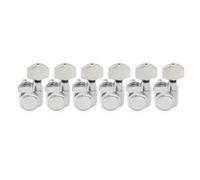 Compatible For Fender ST Tele, Locking Tuners | 6 in-line layout, 2-pin mount, sealed housing, smooth gear, repair part(6L Hex Button Chrome)
