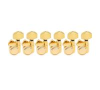 Compatible For Fender ST Tele, Locking Tuners | 6 in-line layout, 2-pin mount, sealed housing, smooth gear, repair part(6L Hex Button Gold)