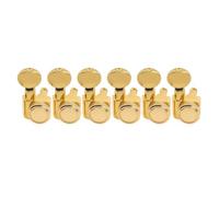 Compatible For Fender ST Tele, Locking Tuners | 6 in-line layout, 2-pin mount, sealed housing, smooth gear, repair part(6R Oval Button Gold)