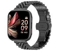 Compatible for FITVII Smart Watch Bands, 18mm, 20mm, 22mm Solid Stainless Steel Metal Band with Butterfly Folding Clasp Link Bracelet Compatible for FITVII Nexa, HM57, HM78, HM68, HM21, H56, H86 Smart
