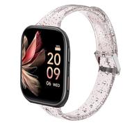Compatible for FITVII Smart Watch Bands, 20mm, 22mm Glitter Clear Silicone Sports Straps Compatible for FITVII HM57, HM78, HM68, HM21, H56, H86 Smart Watch Fitness Tracker (22mm size band, Pink)
