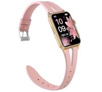 Compatible for FITVII Smart Watch Bands, 20mm, 22mm Slim Vintage Leather Strap Replacement Compatible for FITVII HM57, HM78, HM68, HM21, H56, H86 Smart Watch Fitness Tracker (22mm size band, Pink)