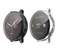 Compatible for Galaxy Watch Active 2 40mm Case, LvBu Soft TPU Bumper Full Around Screen Protector Cover Protective Case Compatible for Galaxy Watch Active 2 40mm Smartwatch (40mm, Black+Silver)