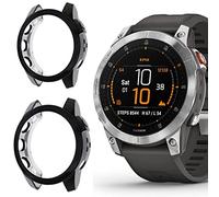 Compatible for Garmin epix Gen 2, onetuo TPU Silicone Slim Plated Case Shock-Proof Cover All-Around Protective Bumper Shell Compatible for Garmin epix Gen 2 (Plating case-Black+Black)