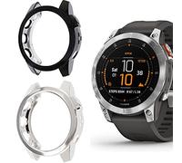 Compatible for Garmin epix Gen 2, onetuo TPU Silicone Slim Plated Case Shock-Proof Cover All-Around Protective Bumper Shell Compatible for Garmin epix Gen 2 (Plating case-Black+Silver)