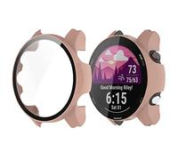 Compatible for Garmin Forerunner 255 Case, onetuo Hard PC Case with Tempered Glass Screen Protector Compatible with Garmin Forerunner 255/255S Smartwatch (255-46mm Case, Pink)