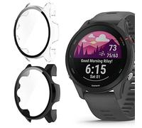 Compatible for Garmin Forerunner 255 Hard PC Case With Tempered Glass Screen Protector for 255/255S Smartwatch (255-46mm, Black+Clear)