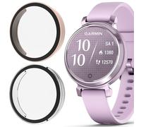 Compatible for Garmin Lily 2 Smartwatch Case Cover, Blueshaweu Hard PC Case with Tempered Glass Screen Protector Compatible with Garmin Lily2 Smartwatch (2 pack-Clear+Pink)