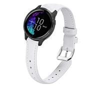 Compatible for Garmin Venu Band, Lvbu Slim Genuine Leather Bands Replacement Accessories Strap Compatible for Garmin venu GPS Smartwatch (White)