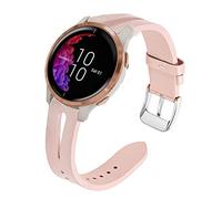 Compatible for Garmin Venu Bands, LvBu Slim Vintage Leather Strap Replacement for Women, Man, Wristband Accessories Compatible with Garmin Venu Smartwatch (Pink)