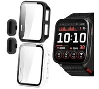 Compatible for Garmin Venu X1 Case, Blueshaweu Hard PC Case with Tempered Glass Screen Protector with Silicone Dust Plug Compatible with Garmin Venu X1 Smartwatch (Black+Clear)