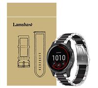 Compatible for Garmin vivoactive 4 Band, LvBu Quick Release Stainless Steel Metal Replacement Straps Compatible for Garmin vivoactive 4 (45mm) Smartwatch (Silver-Black)