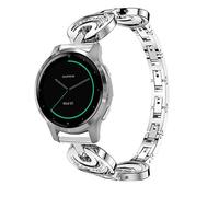 Compatible for Garmin vivoactive 4S Band, LvBu Crystal Rhinestone Diamond Jewelled Stainless Replacement Band Compatible for Garmin vivoactive 4S (40mm) Smartwatch (Silver)