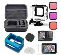 Compatible for Gopro series Popular Action Cameras Accessories Kit - Waterproof Housing Case, Carrying Bag and Tripod Set for Outdoor Sports Photography(XMV6610E)