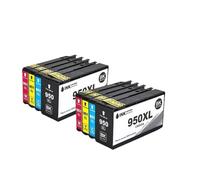 Compatible for HP 950XL 951XL High Yield Ink Cartridge 4-Pack for 8100 8600 8610 8620 8630 Printers(950XL 2SET)