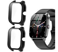 Compatible for IDW28 Smartwatch 1.85 Inch Case, Blueshaweu Hard PC Case with Screen Protector Compatible with SAIKATI, SOUYIE, Fitpolo, Tensky, Yoever, Aeac IDW28/IDW28 1.85" Smart Watch (Black+Black)